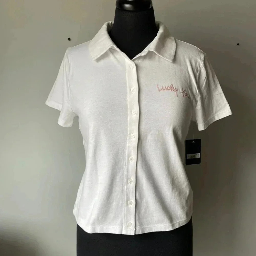 Lucky Brand |Knit Collared  Button Up T- shirt